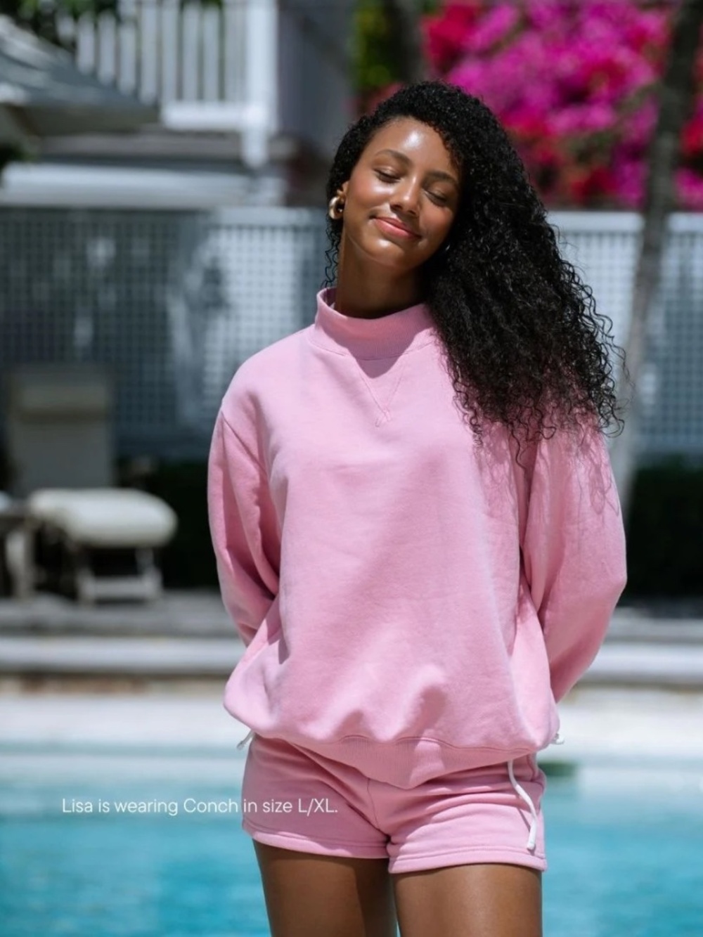 Parke Women's Heritage Classic Mockneck Sweatshirt in 'Conch Pink'